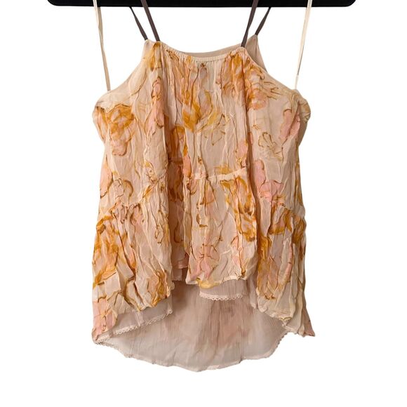 ANTHROPOLOGIE HD In Paris Joselyn Chiffon Watercolor Floral Cami Blouse Small - Picture 4 of 6